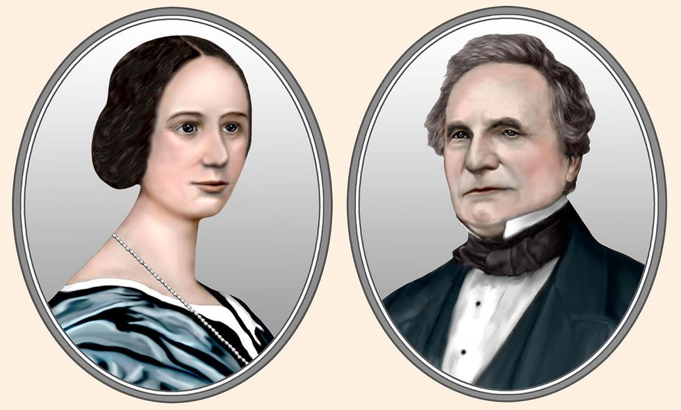 Illustrations of Ada Lovelace (left) and Charles Babbage