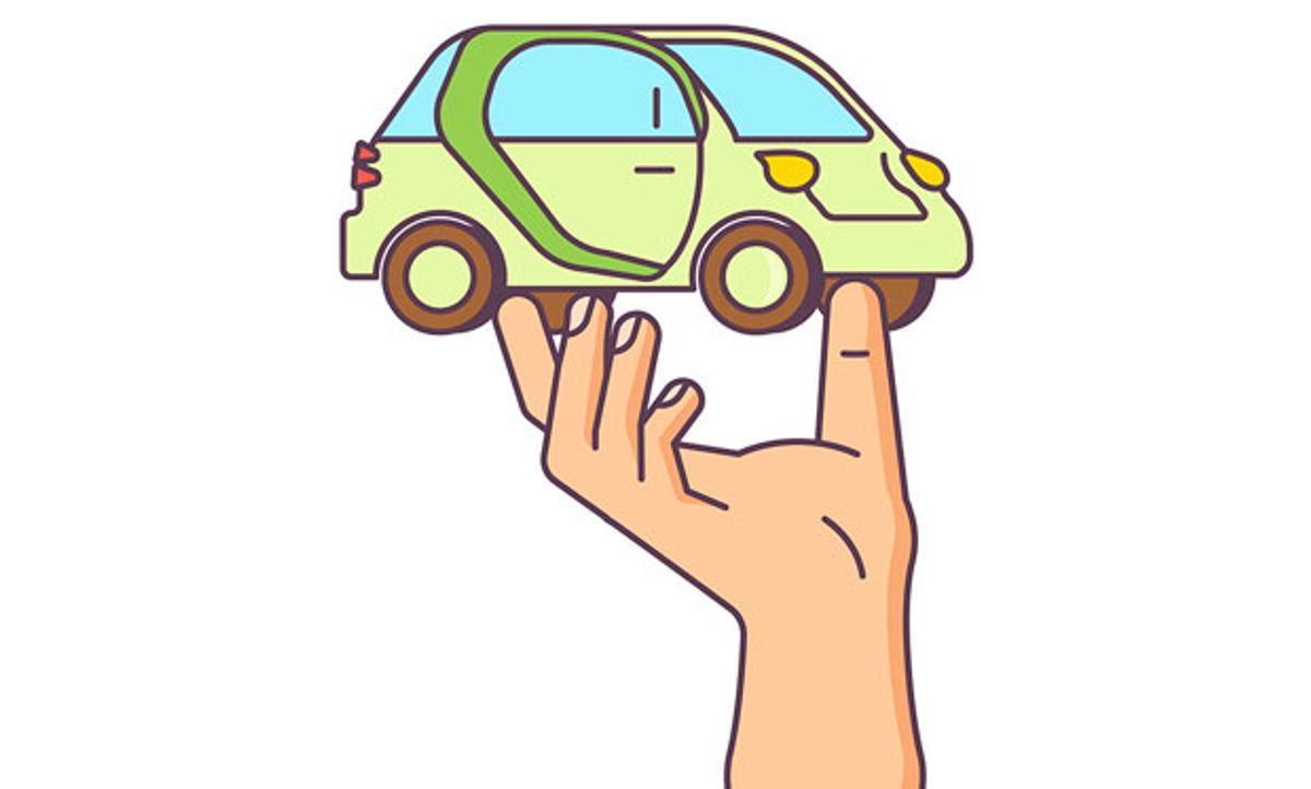 Image of a hand holding a car