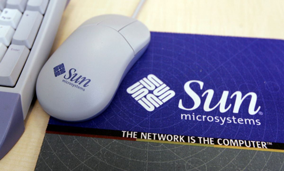 Image of a mousepad with a vintage Sun Microsystems logo and slogan