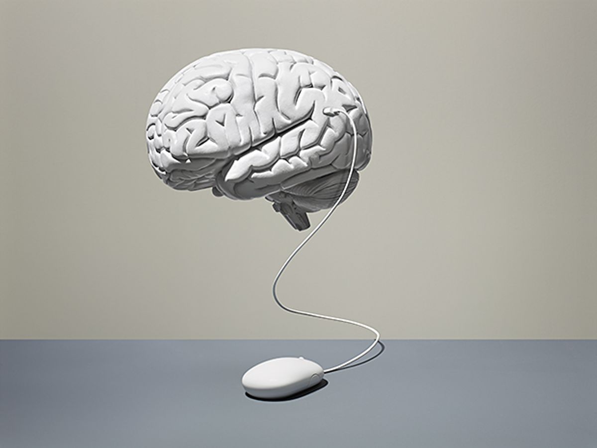 Image of brain with computer mouse.
