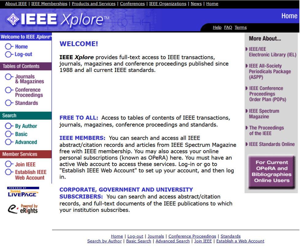 Image of IEEE Xplore in 2000.