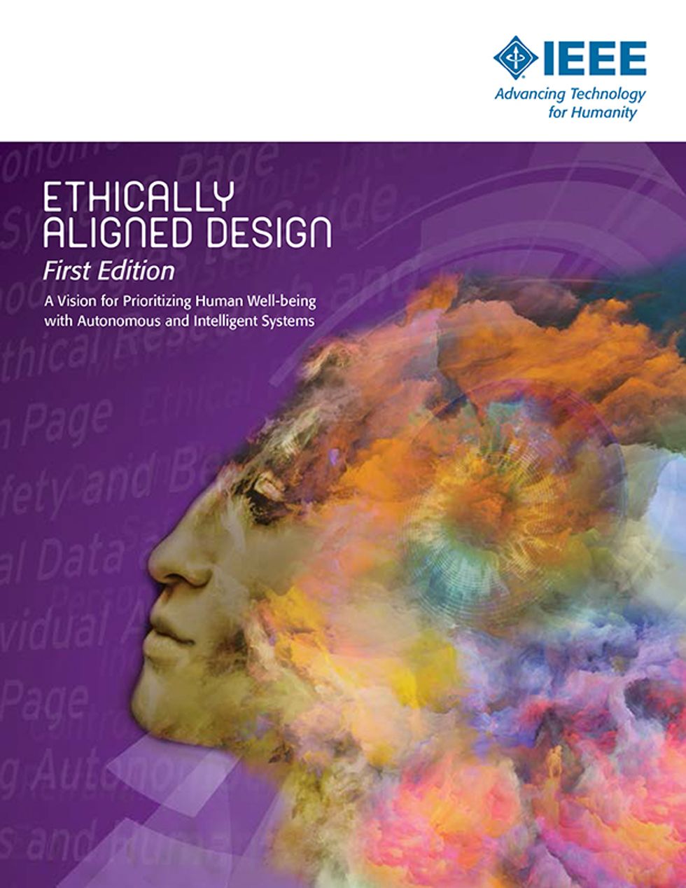 Image of the cover of the book \u201cEthically Aligned Design\u201d.