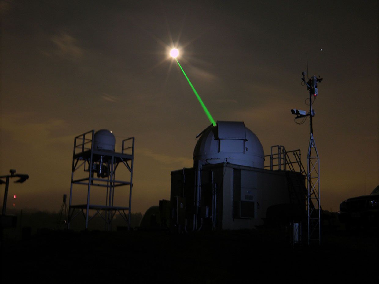 Image of the laser deployed from the facility and pointing toward the sky.