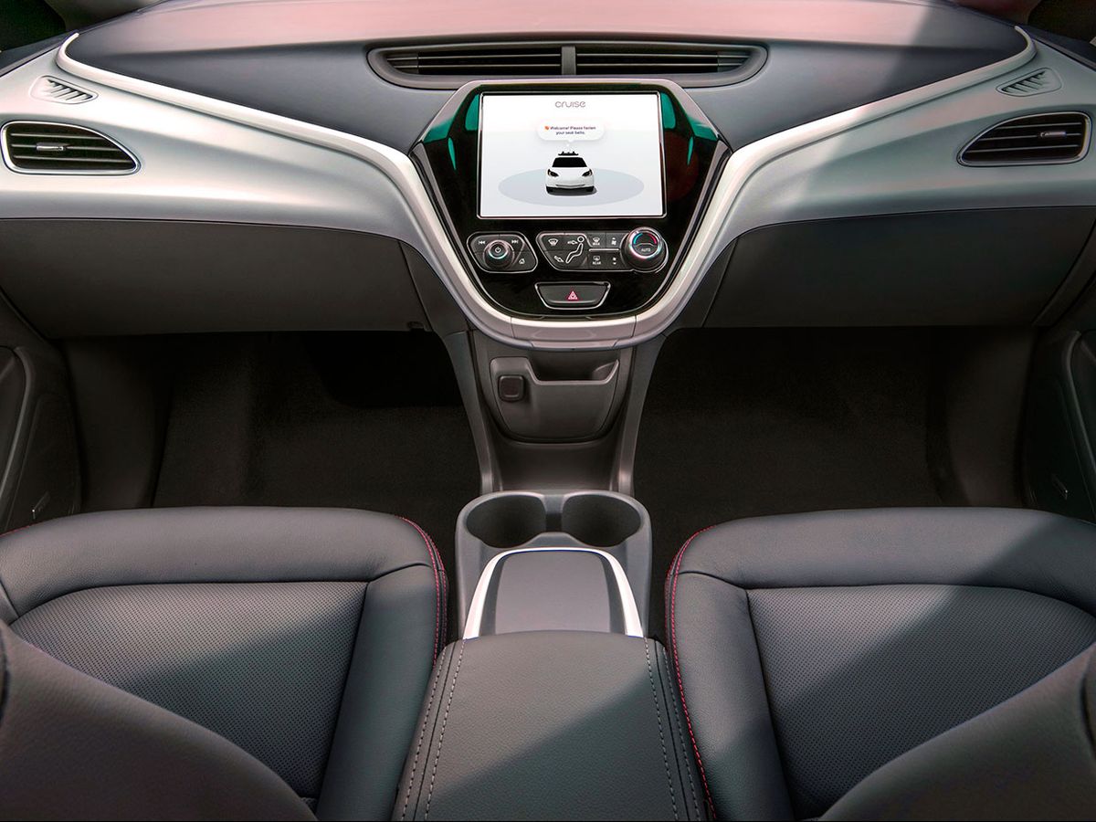 Image showing GM's Cruise vehicle without a steering wheel.