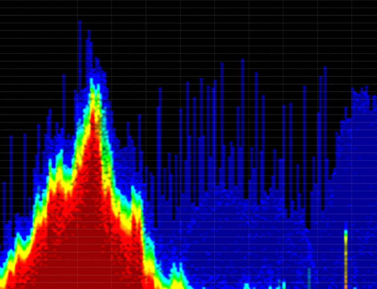 Image showing interfering emanations from wireless audiovisual transmitters.