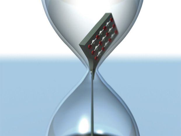 illustration of chip inside an hourglass