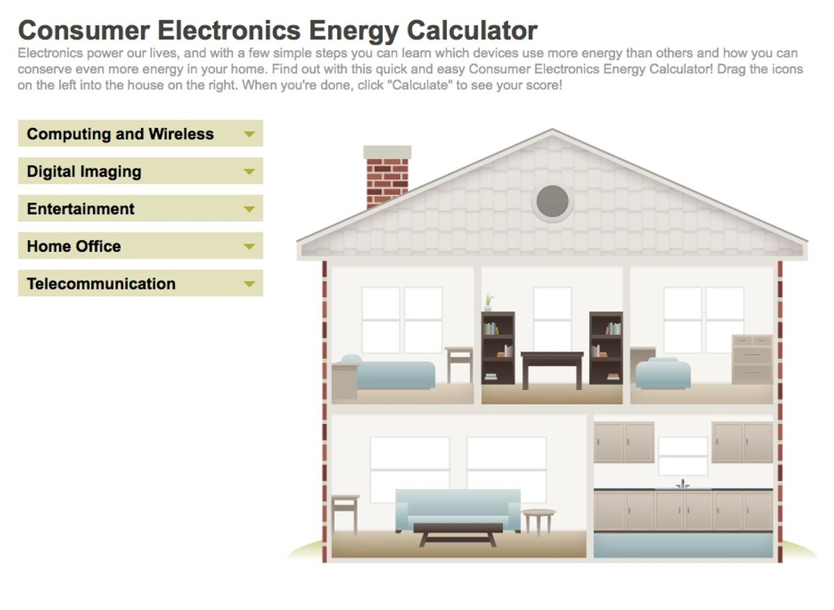 A Click and Drag Calculator Of Your Consumer Electronics Energy Footprint
