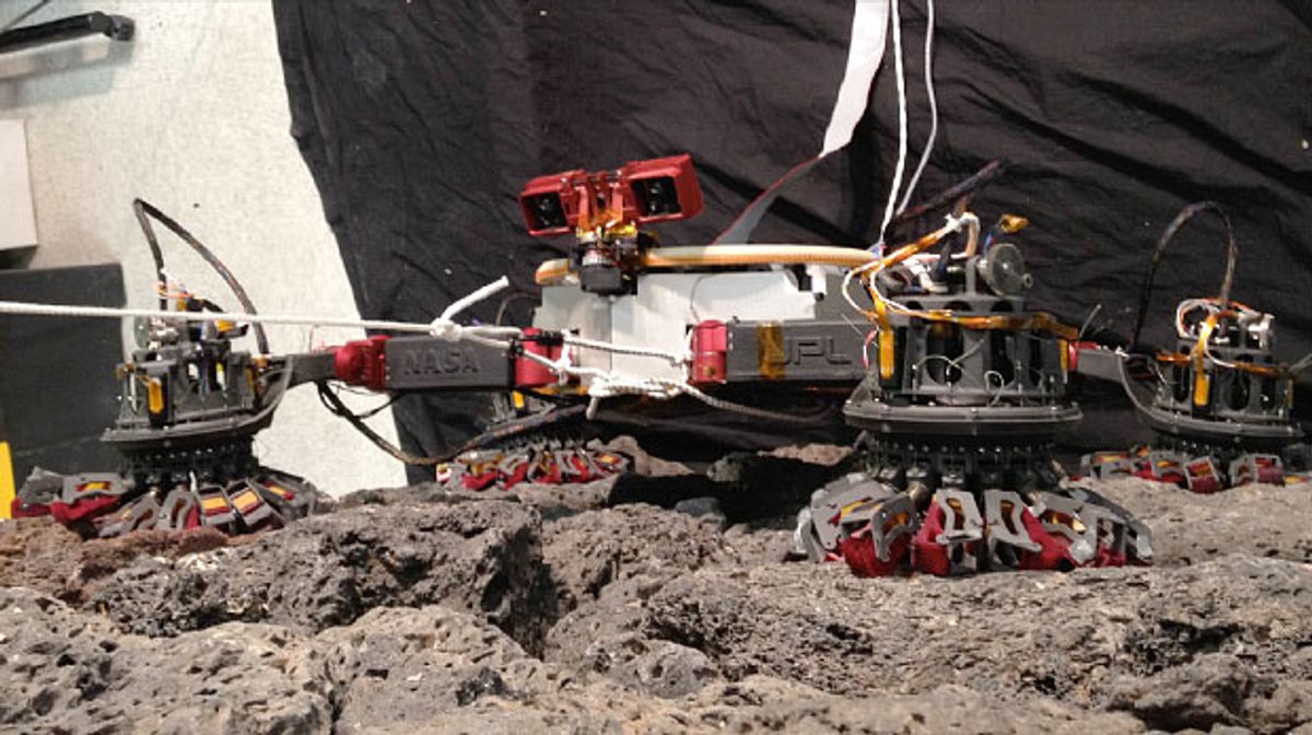 IROS 2013: JPL's Microspine Rock-Climbing Robot