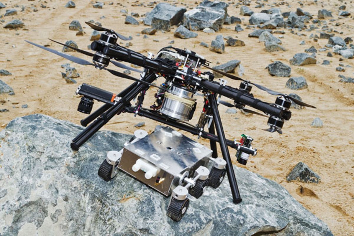 Can a 'Dropship Quadcopter' Deploy Rovers on Mars?