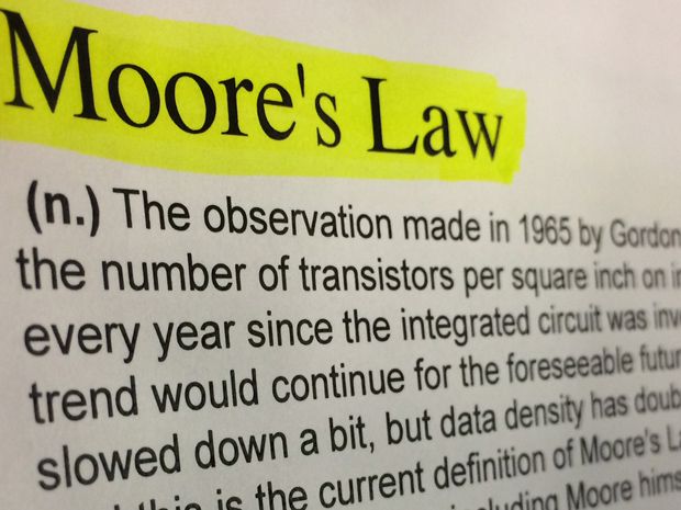 Photo of a printed definition of Moore's Law.