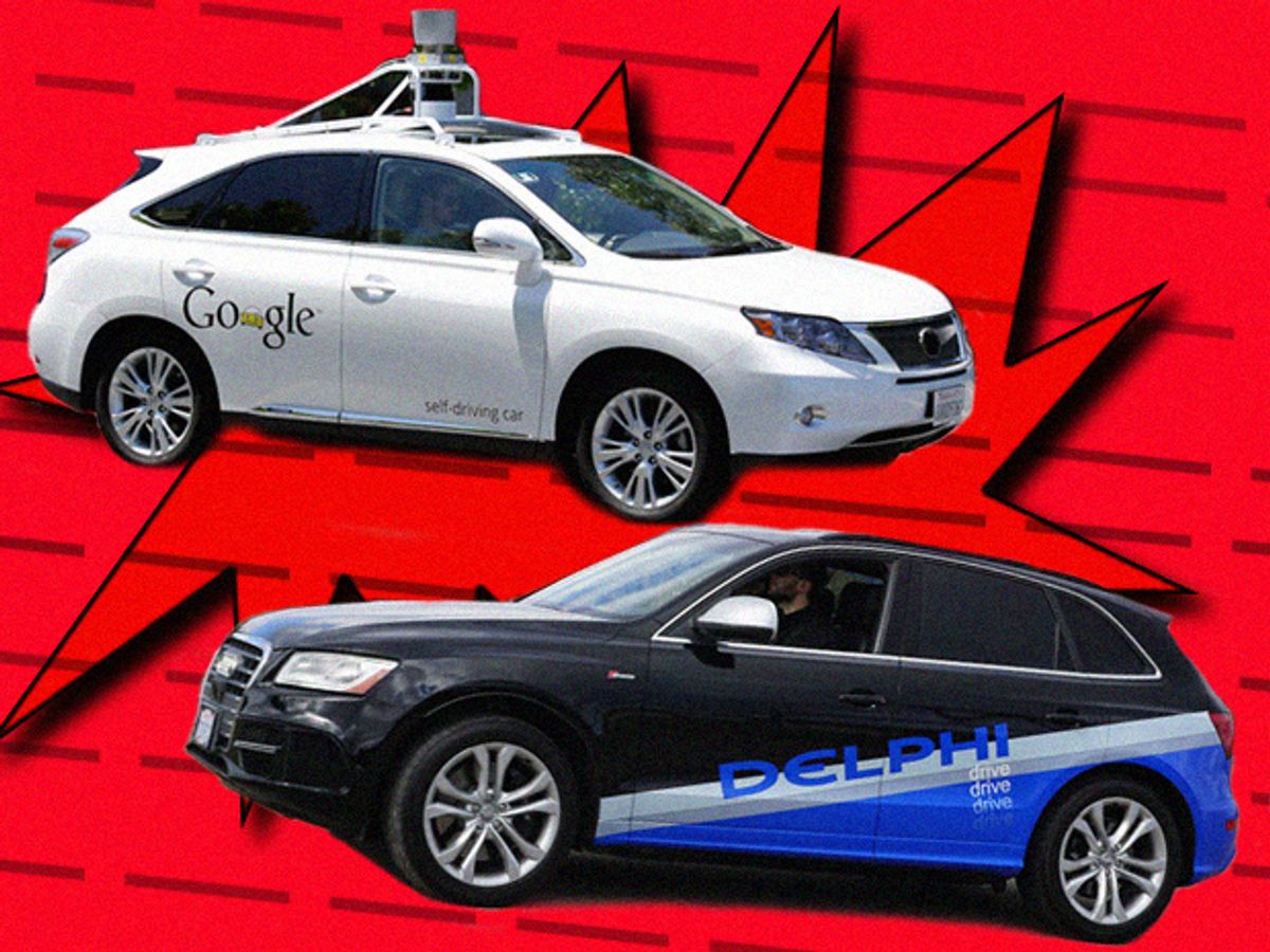 Google and Delphi Robocars Meet on the Road