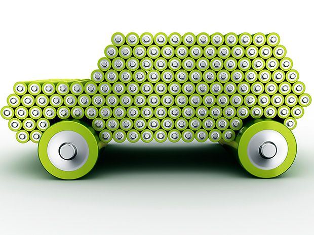 A model car made of batteries