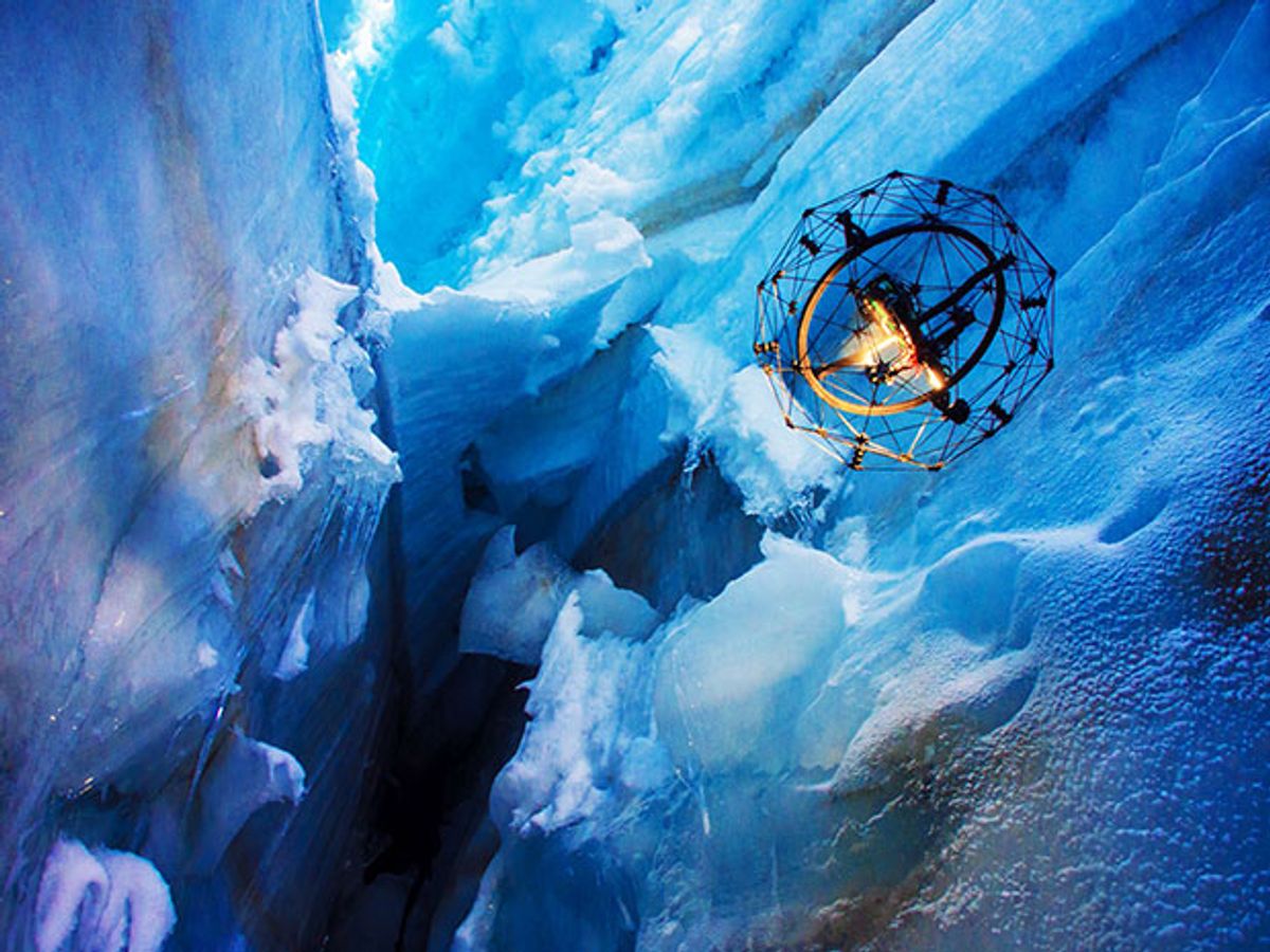 Spectacular Video Shows Flyability's Gimball Drone Exploring Ice Caves