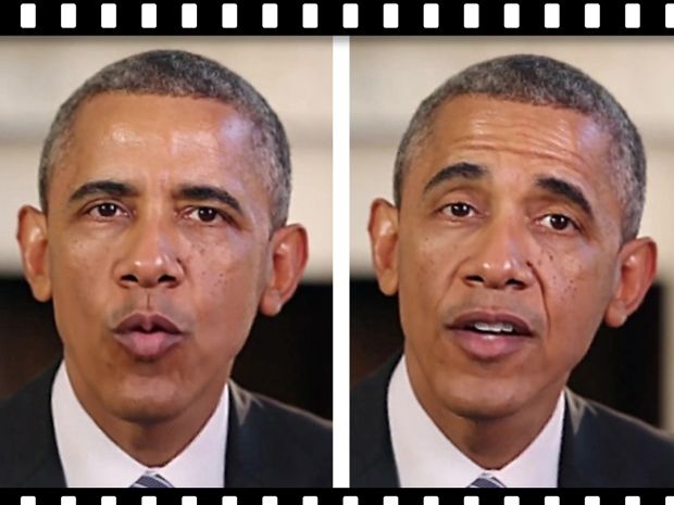 Two pictures of Barack Obama side-by-side