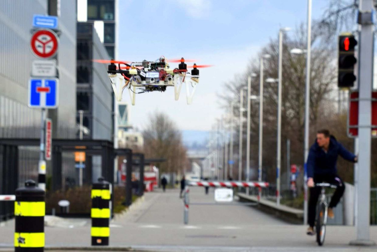 A car and bicycle image datasets were used to train DroNet, a convolutional neural network that can fly a drone through the streets of a city