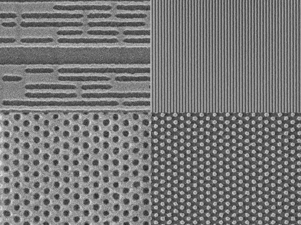 EUV single patterning of the N5 32-nm metal-2 layer, 32-nm pitch dense lines, and 40-nm hexagonal contact holes and pillars