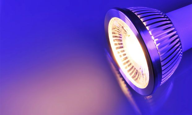Image of a colorful LED light on a purple and blue background.