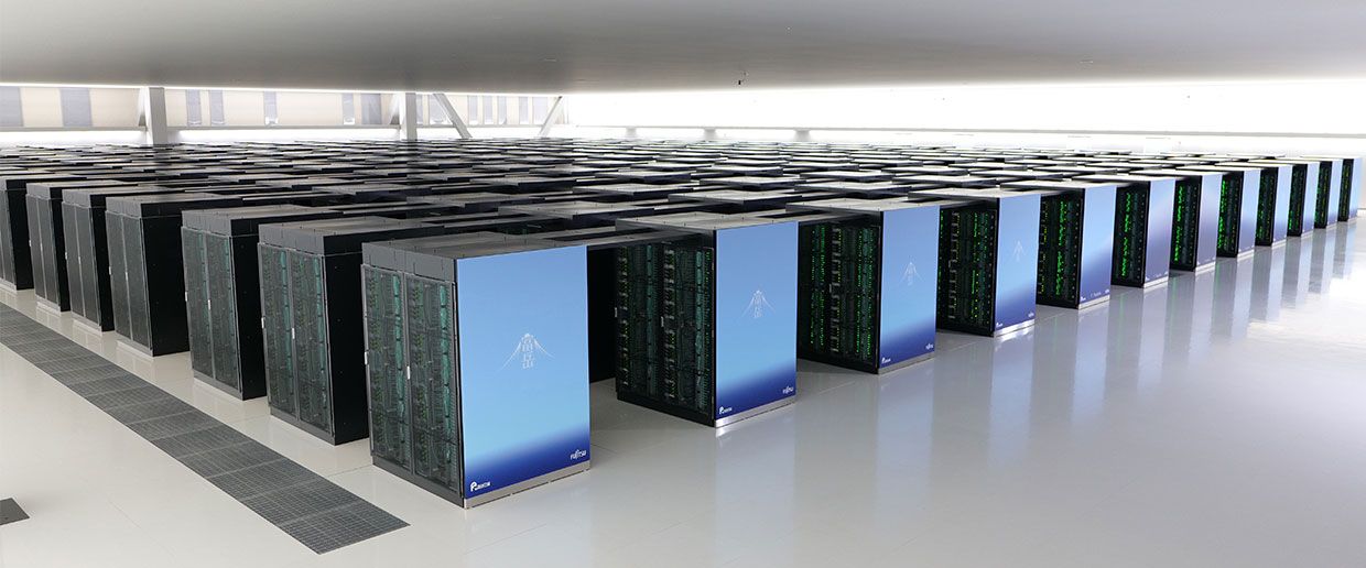 Photograph of Japanese supercomputer Fugaku.