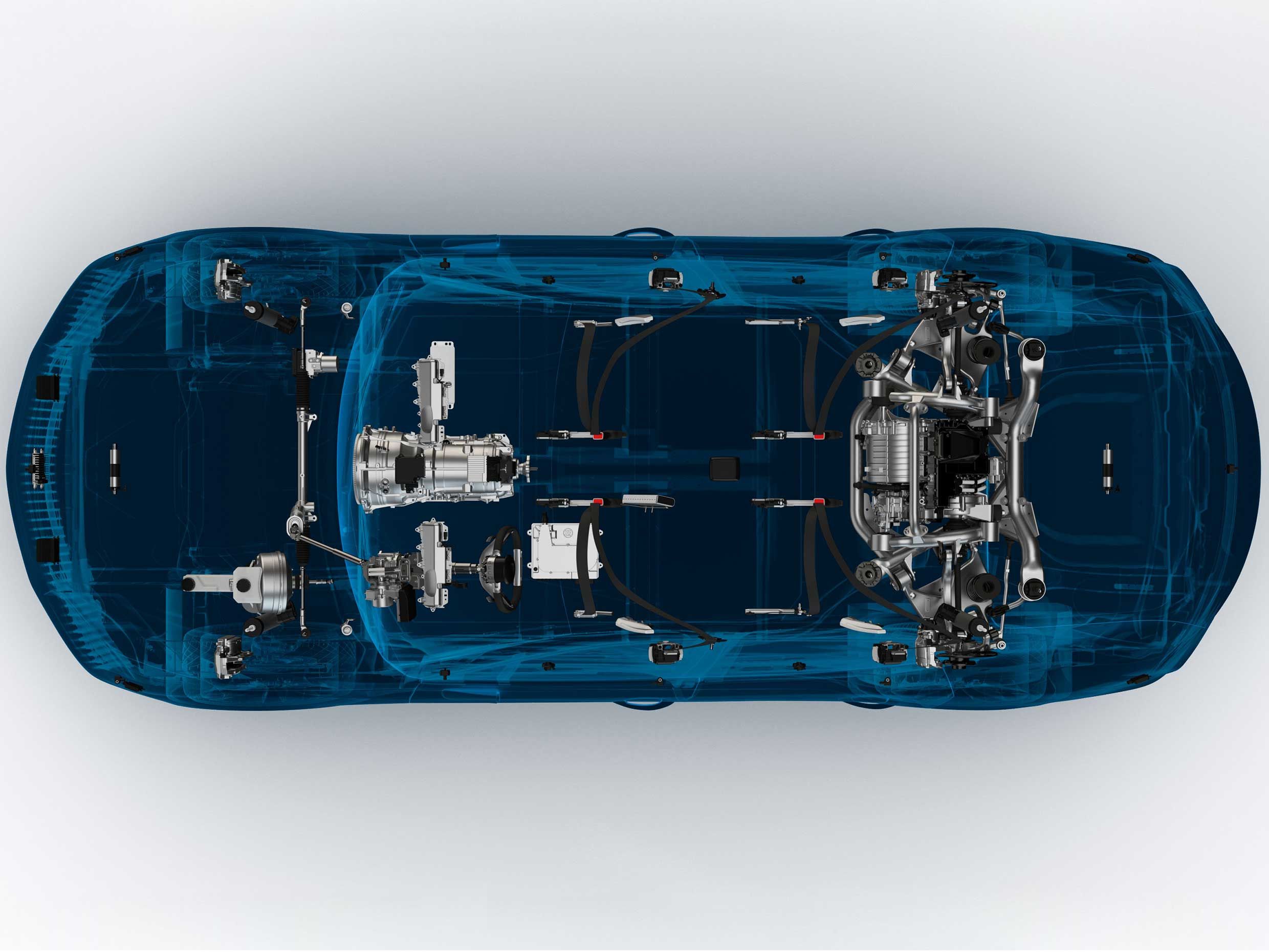 Photo of the inside of a car as seen from above.