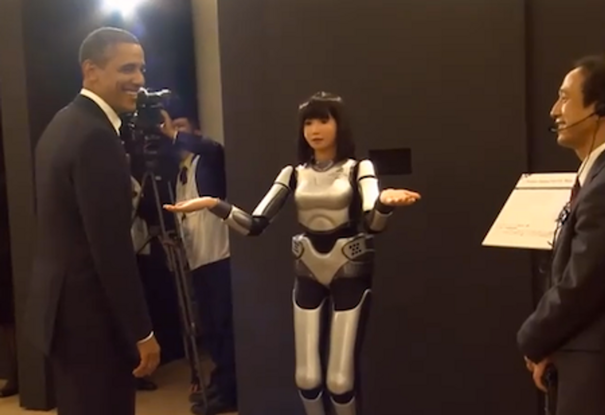 Obama Meets Japanese Robots