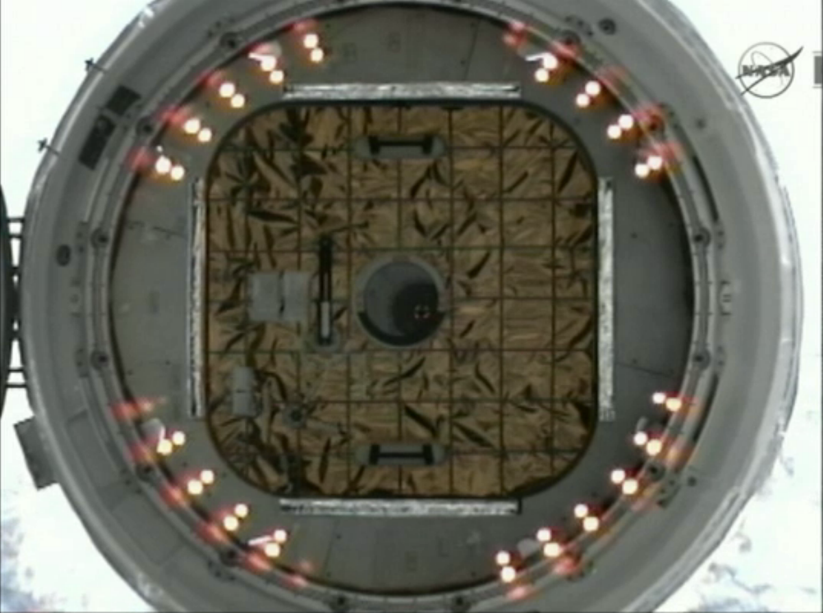 Dragon Capsule Lined Up for Docking
