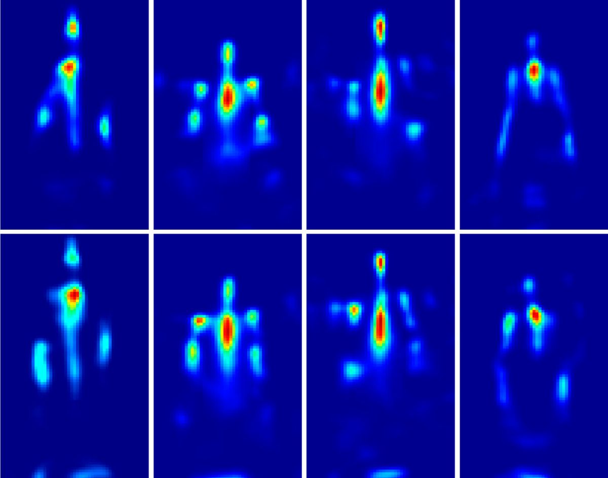 Images of human figures obtained using radio wave.
