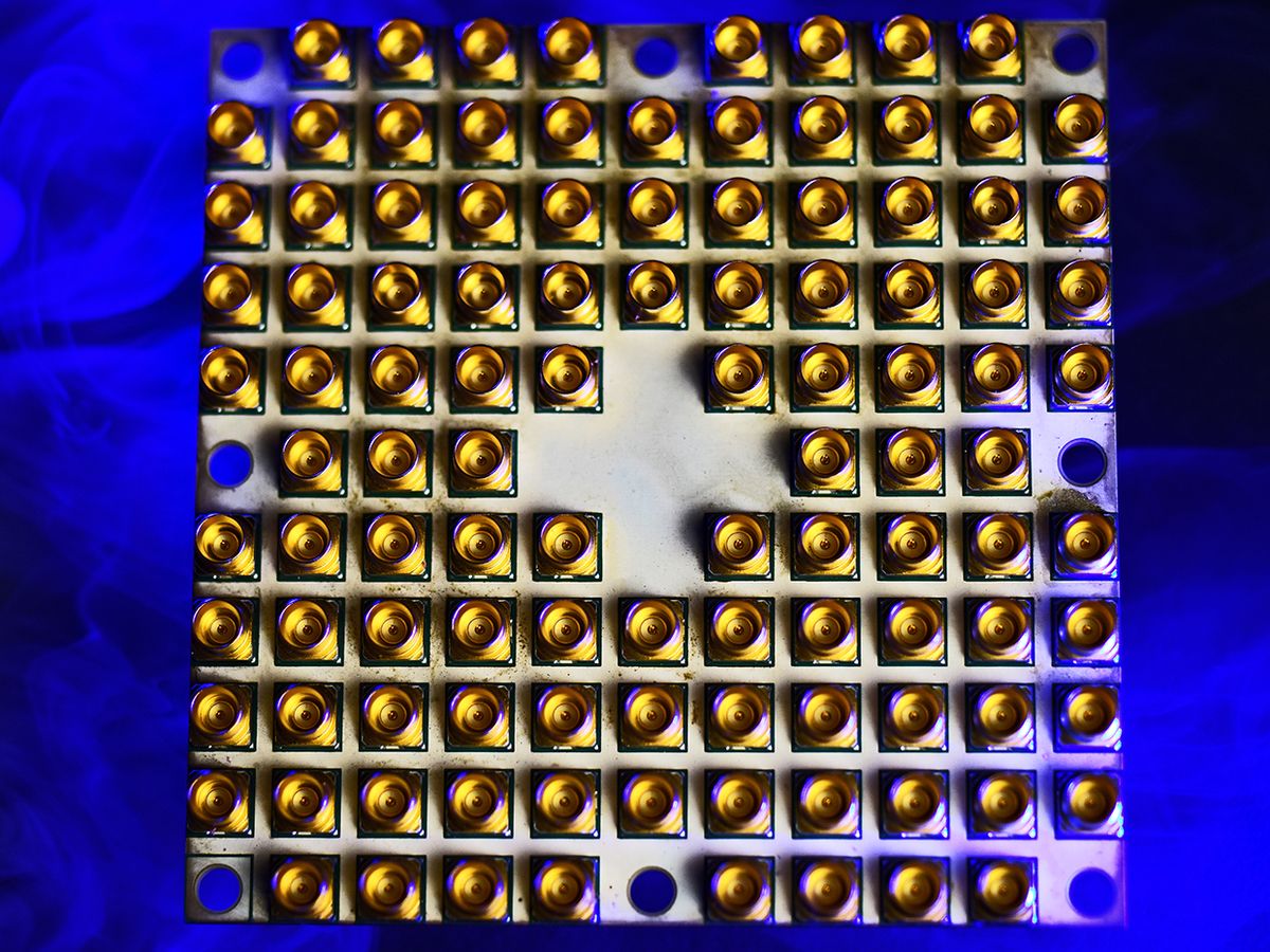 Intel's 49-qubit superconducting quantum test chip, Tangle Lake.