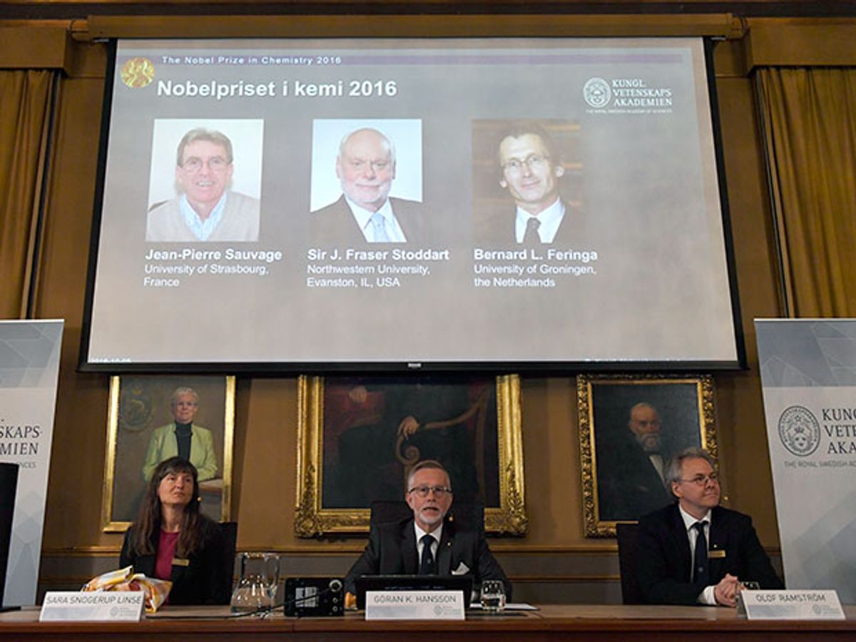 Jean-Pierre Sauvage, Fraser Stoddart and Bernard Feringa have been awarded the Nobel chemistry prize.