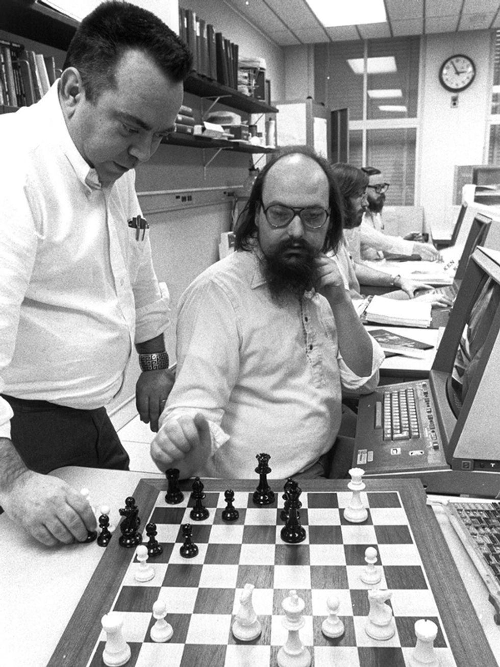 Ken Thompson (seated) handled Belle\u2019s programming, while Joe Condon designed the hardware.