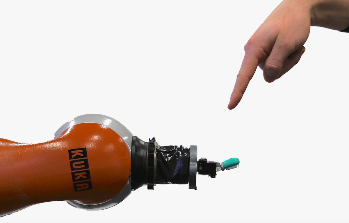 Kuka robot arm with BioTac sensor for human-robot interaction research