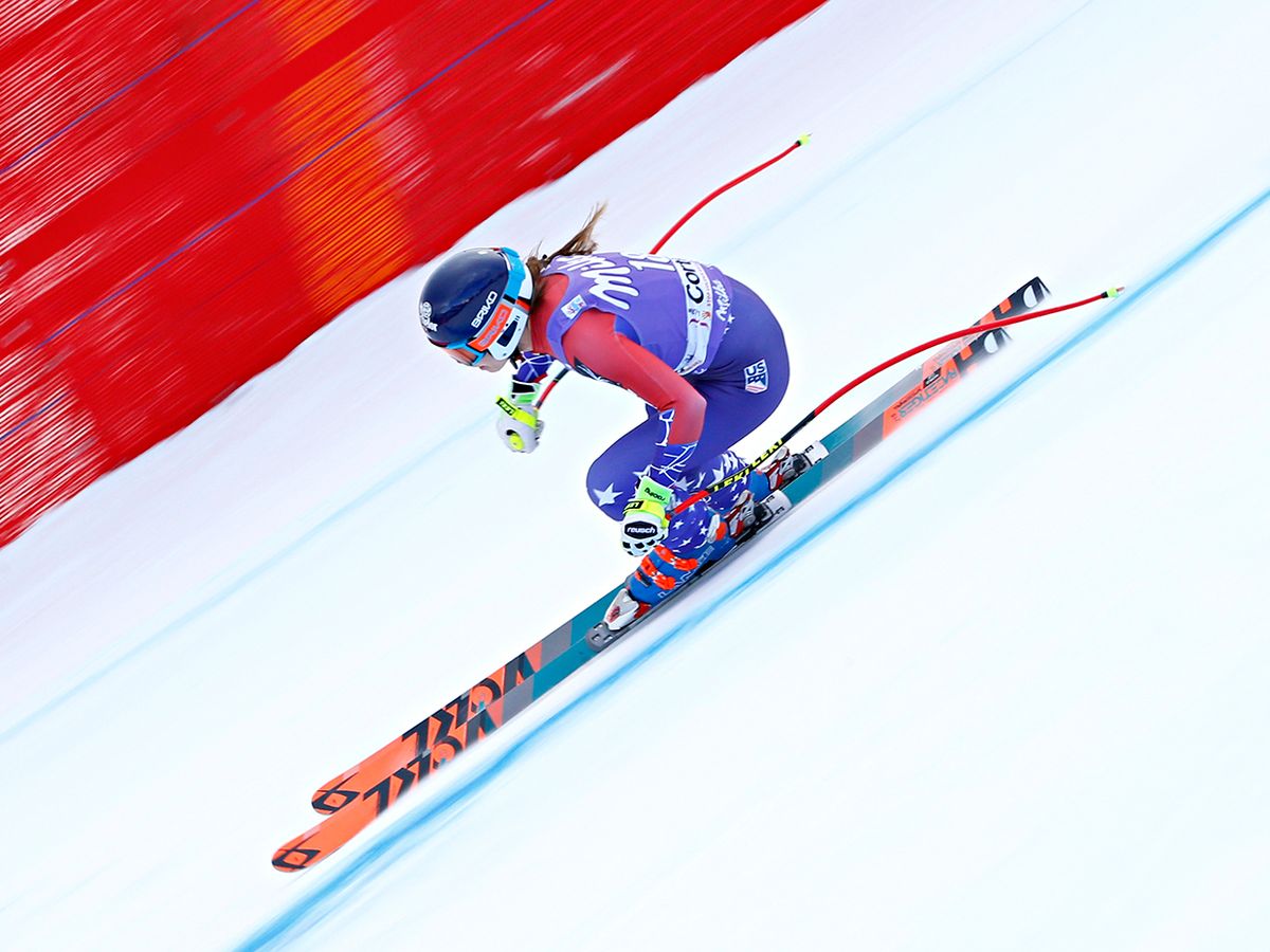 Laurenne Ross of USA in action during the Audi FIS Alpine Ski World Cup Women's Downhill on January 19, 2018 in Cortina d'Ampezzo, Italy.