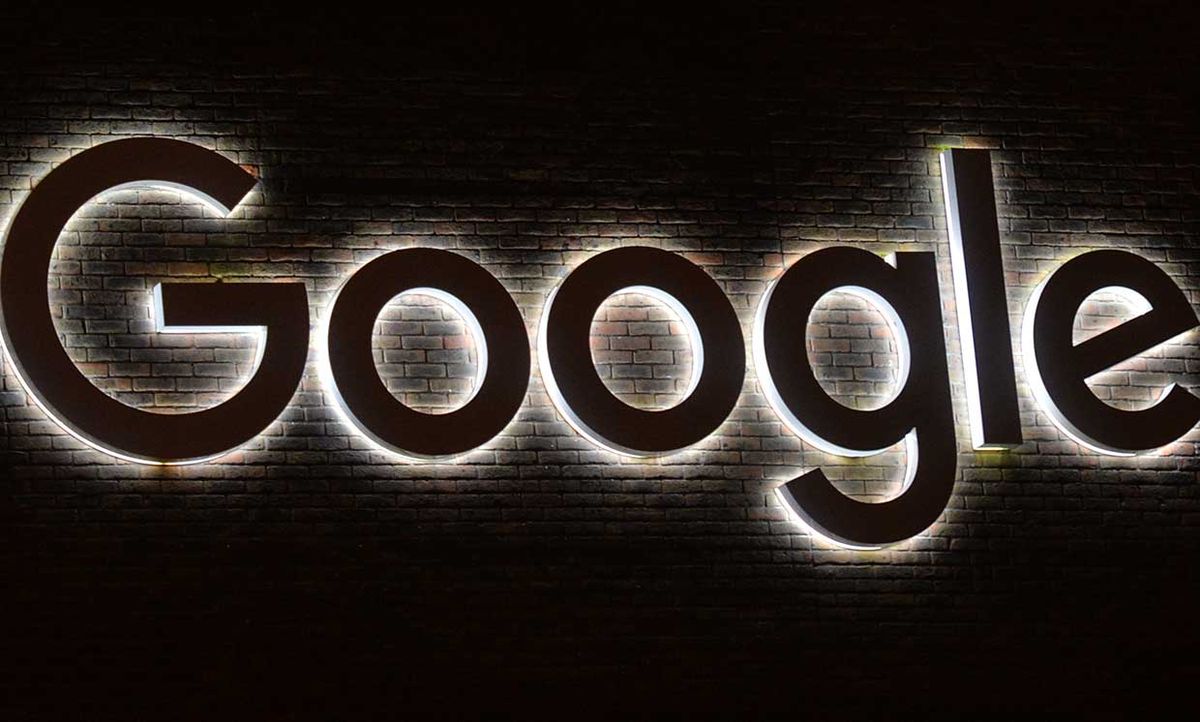 Lit up view of the Google logo