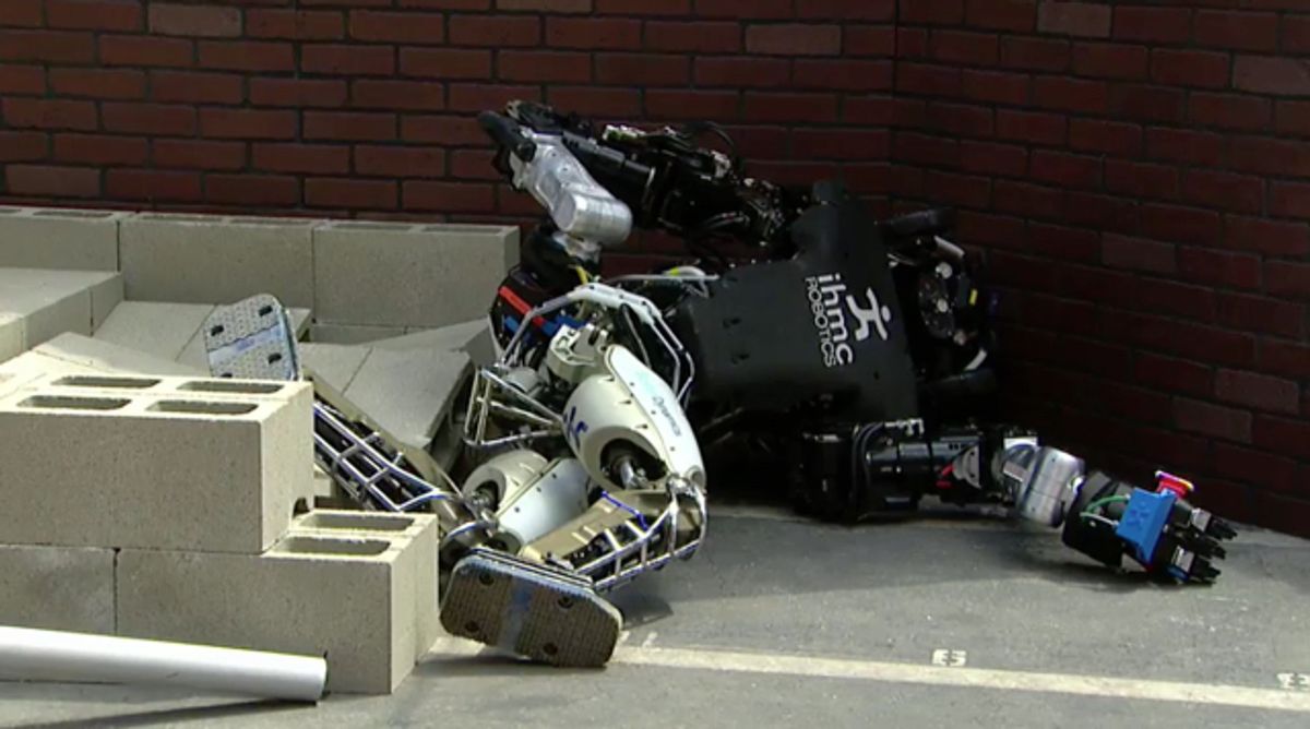 Lots of robots fell over during the first day of the DARPA Robotics Challenge Finals