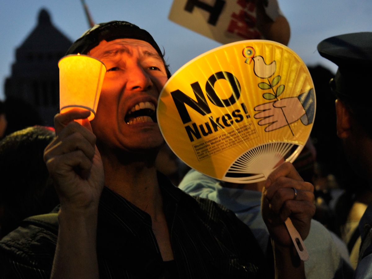Man in Japan protesting nuclear power