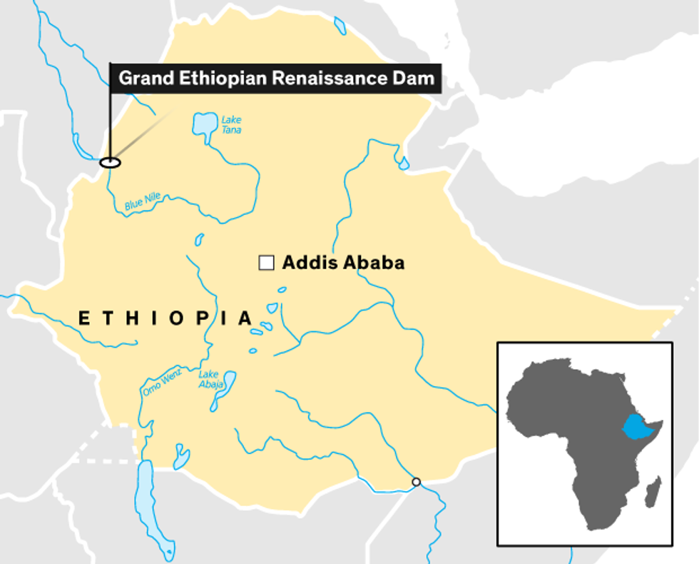 map of area of Ethiopian Dam