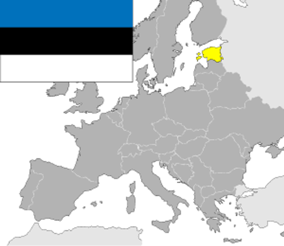 map of Europe showing Estonia