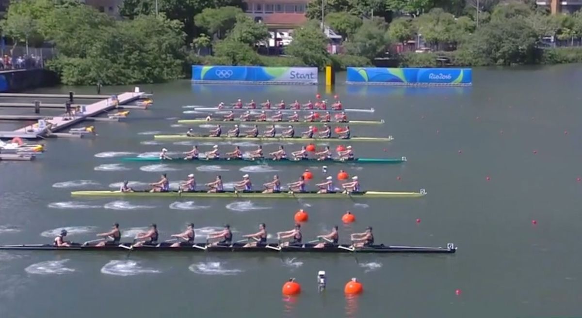 Men's eight rowing final at the Rio 2016 Olympics.