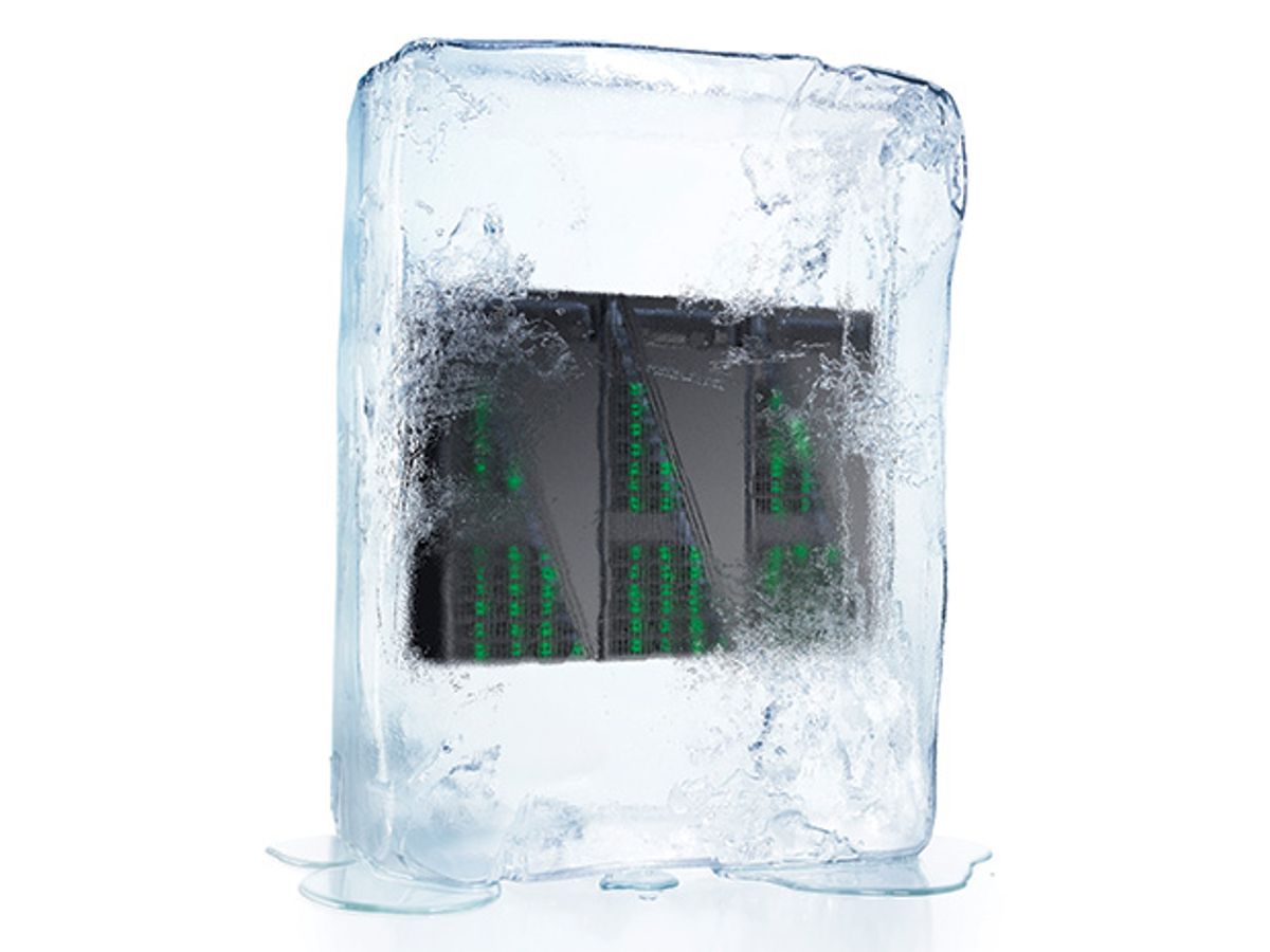 Microchip in an ice cube.