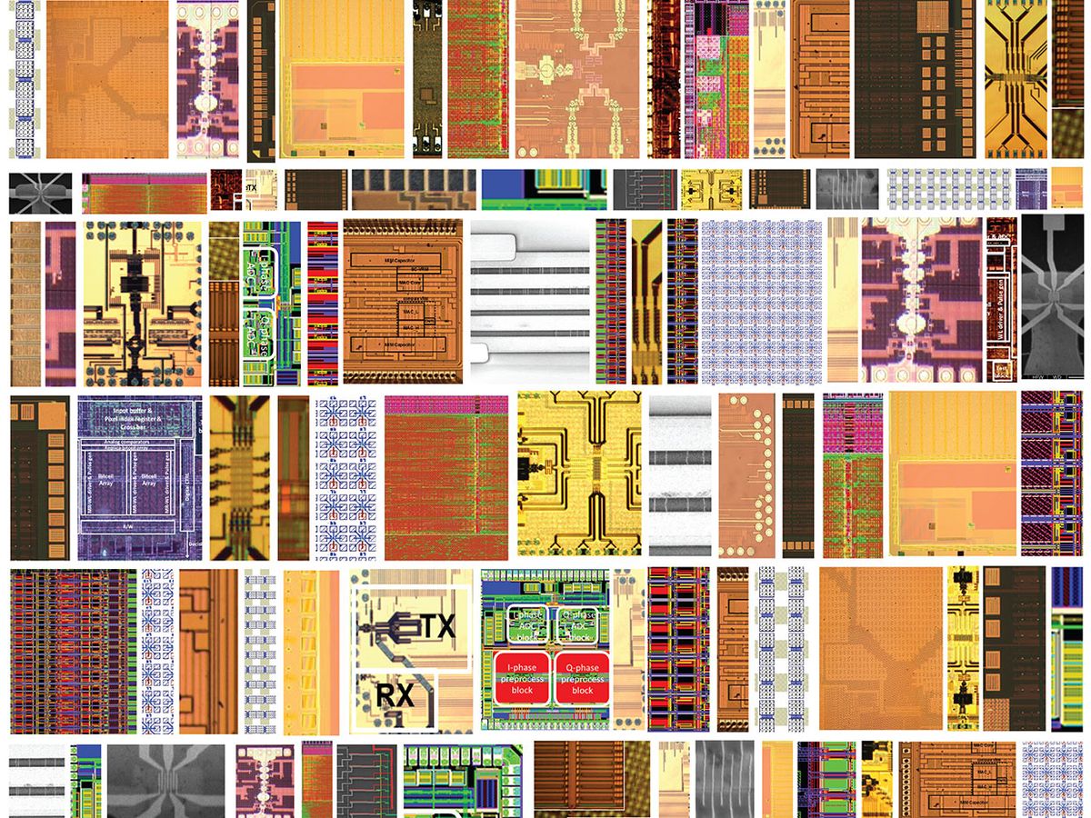 Mosaic of die images of work funded by DARPA
