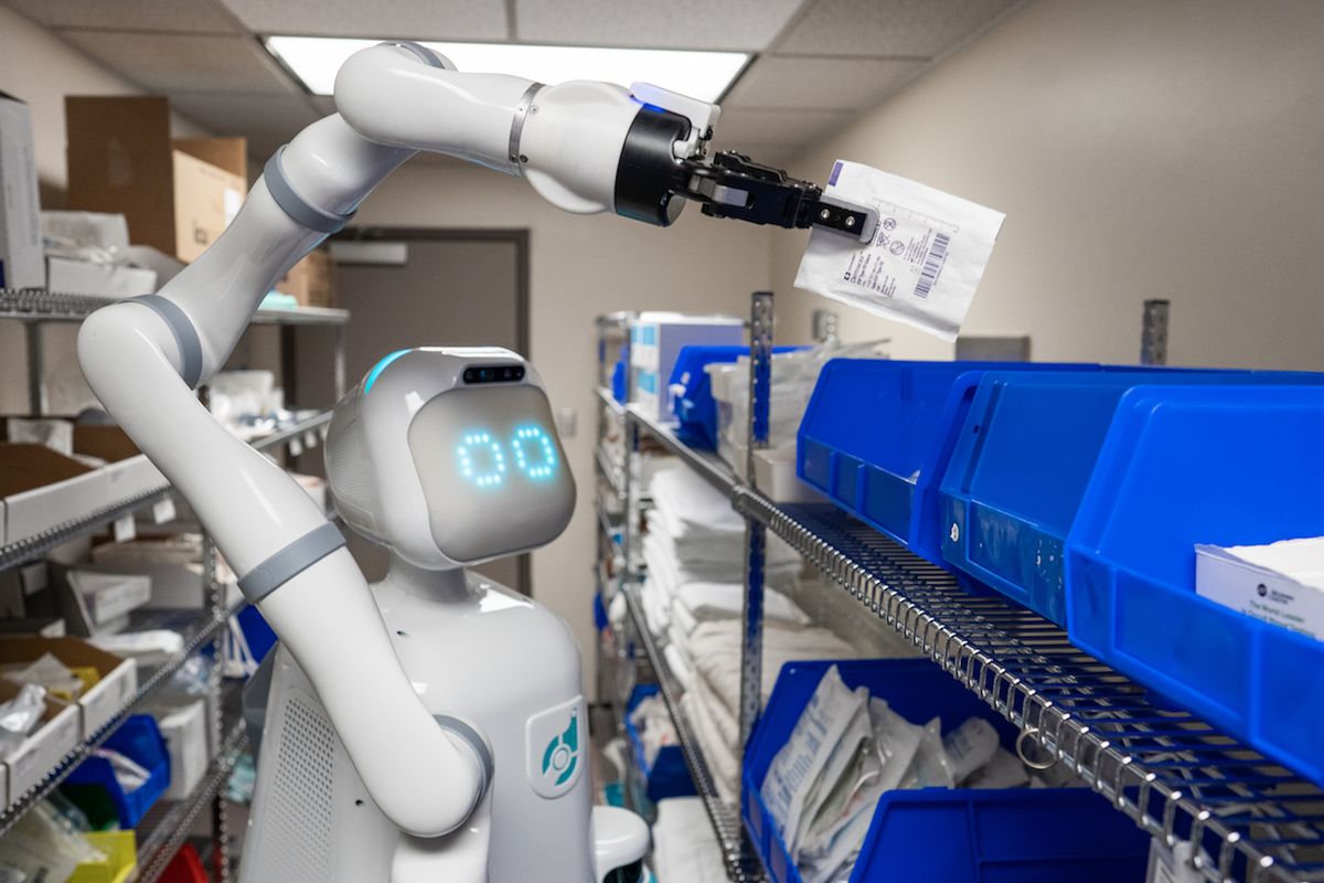 Moxi, a mobile manipulation robot for hospitals developed by Diligent Robotics