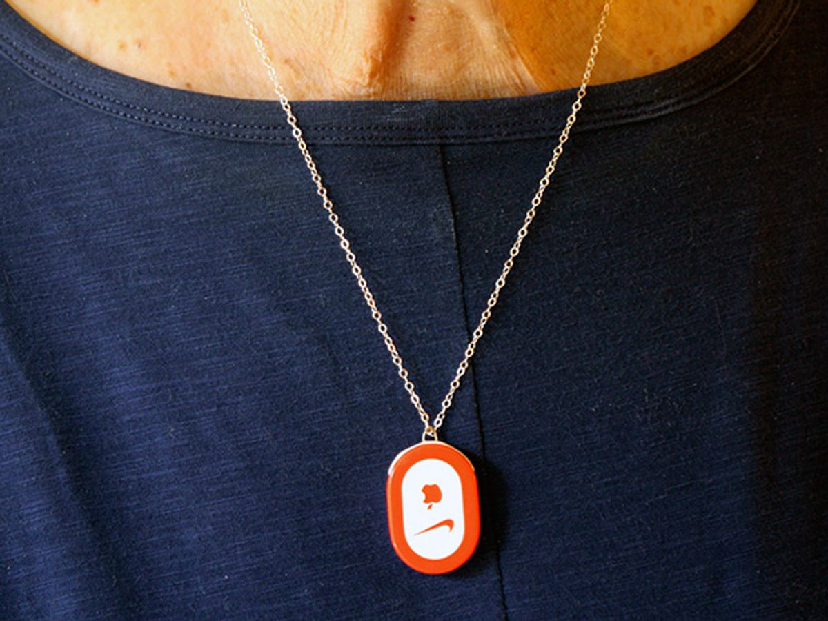 My mother could wear the tiny transmitter on a chain around her neck.