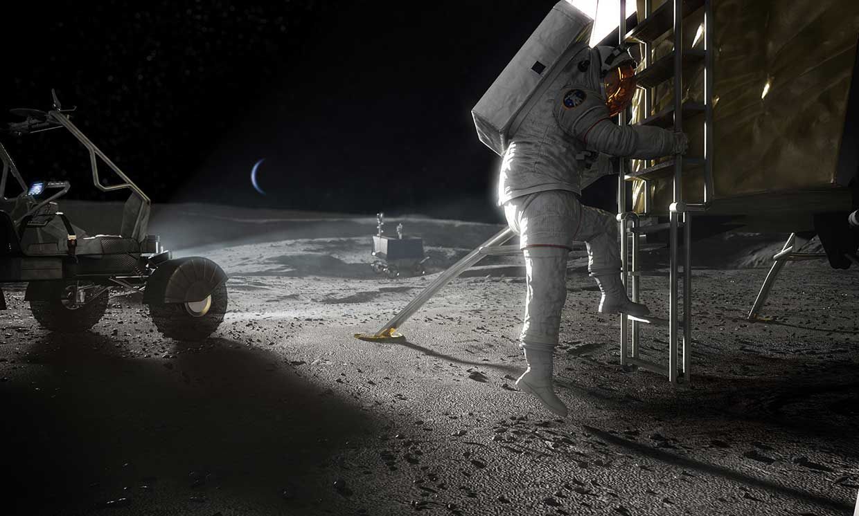 NASA astronaut landing on the moon.