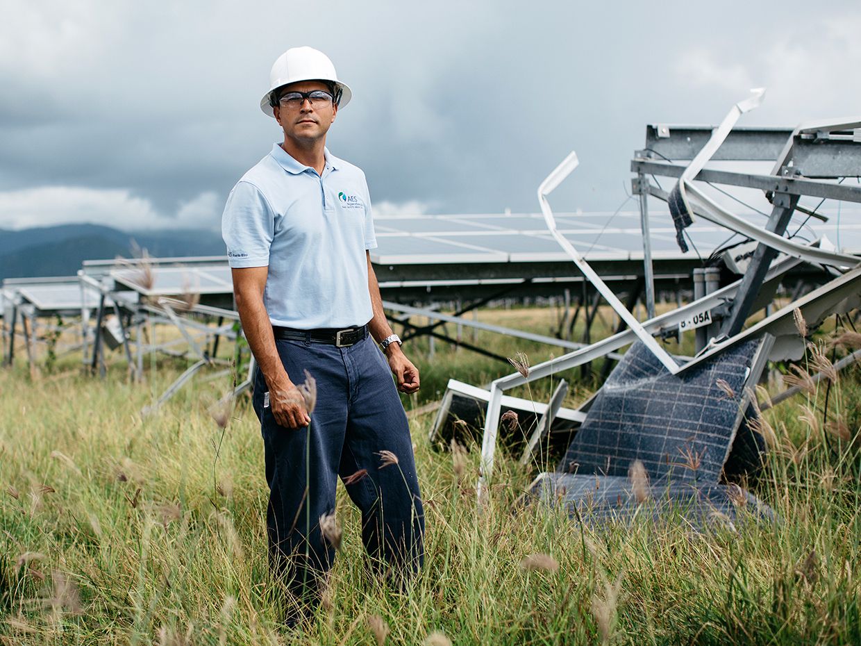 Obed Santos, manager of the AES Illumina solar farm in Guayama.