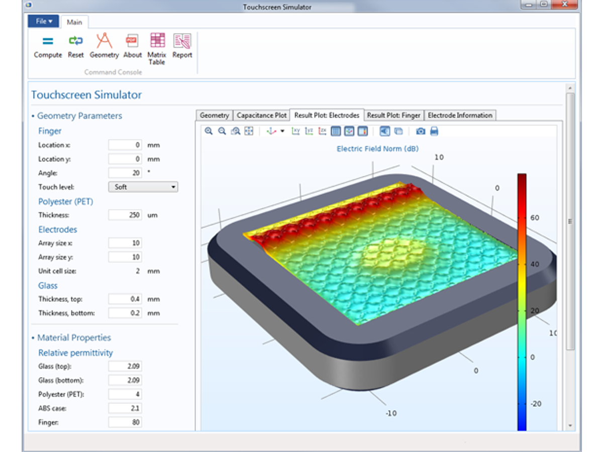 Optimizing touchscreen design with COMSOL Multiphysics