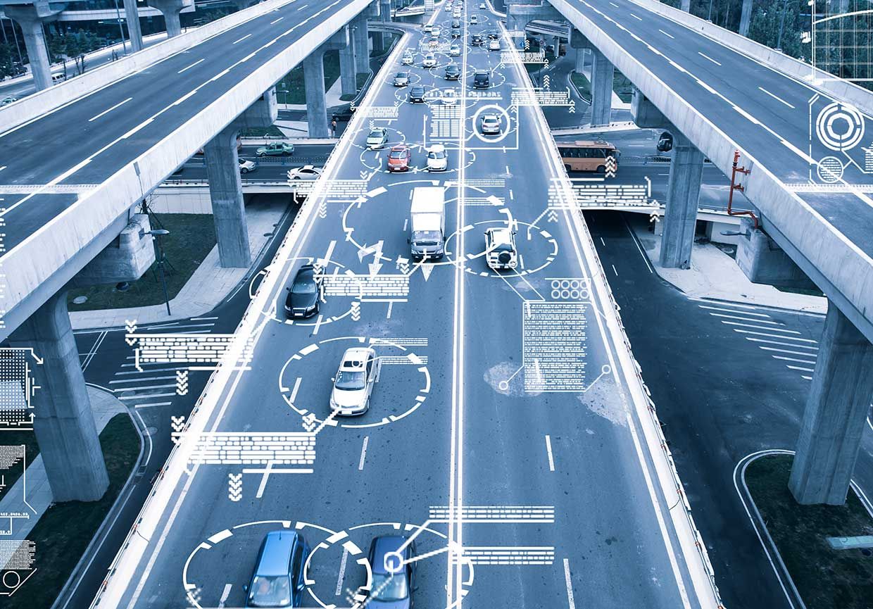 Photo-illustration of connected cars