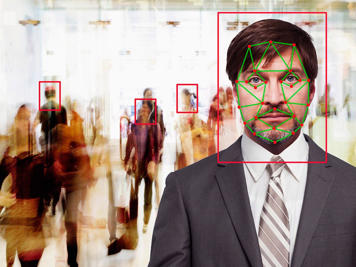 Photo-illustration of facial recognition.