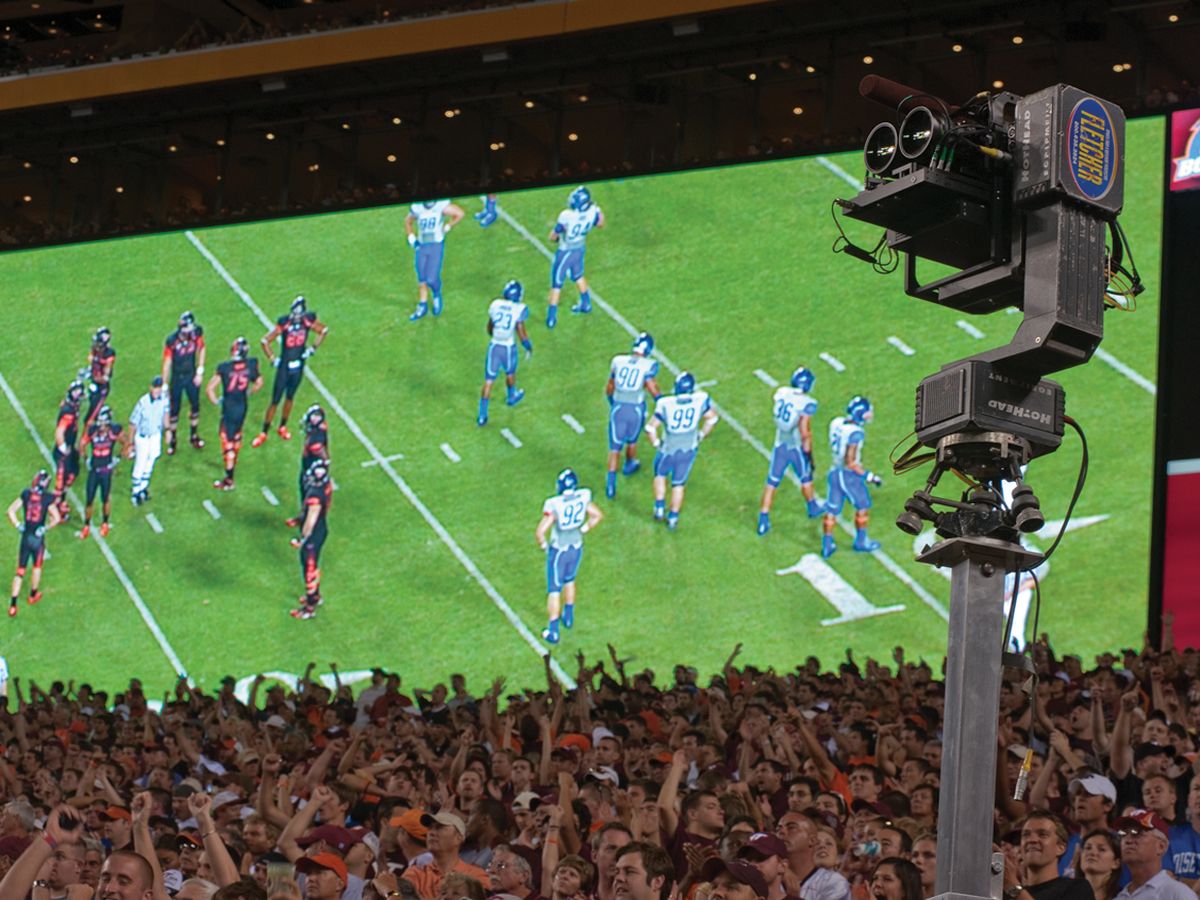 photo of A 3-D camera recording a 2010 football game