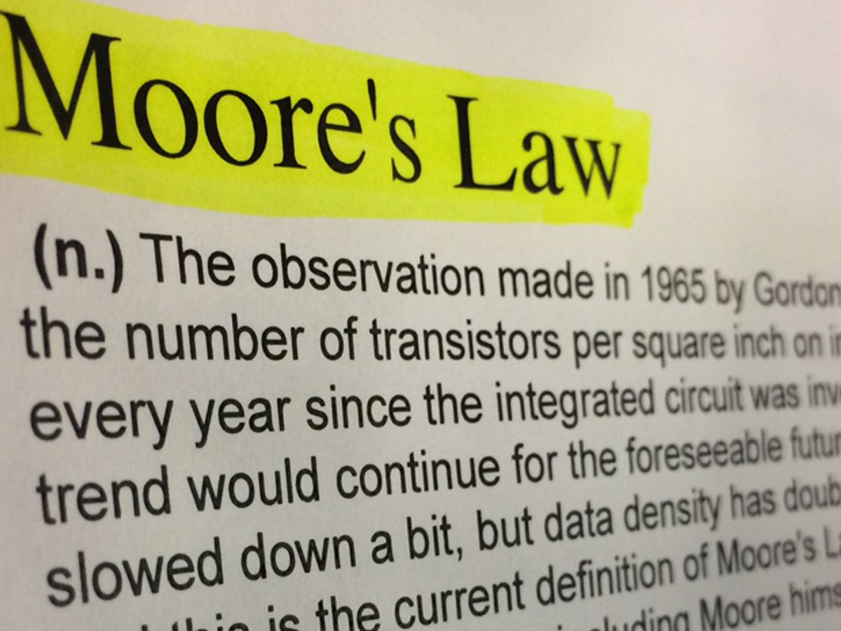 Photo of a printed definition of Moore's Law.