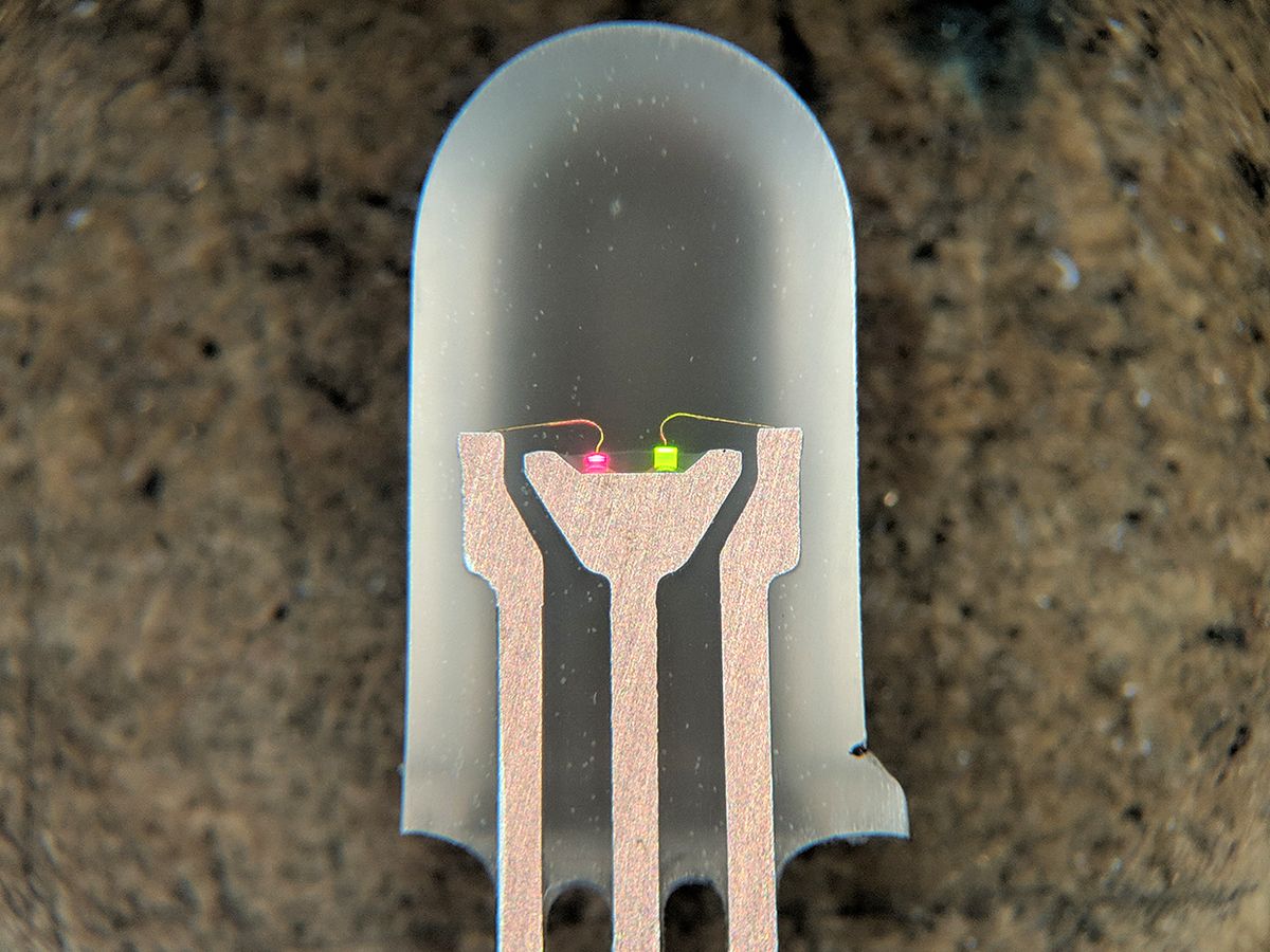 Photo of a two-color LED.