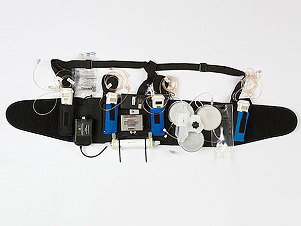 Photo of a wearable belt-like device that could serve as an artificial kidney